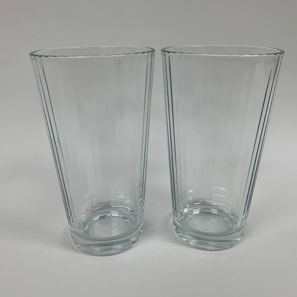 Highball Clear Glass Glasses‎ Panels 6 1/8" High Lot of 2